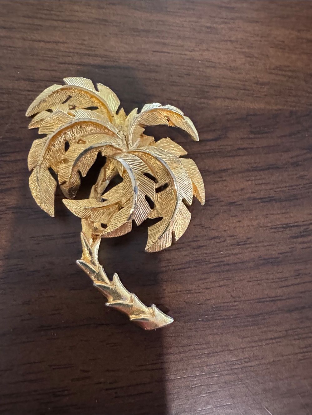 Gold Leaf Palm Tree Brooch